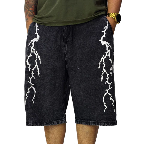 Bermuda Jeans Trip Side Raio Preto Estonado B047