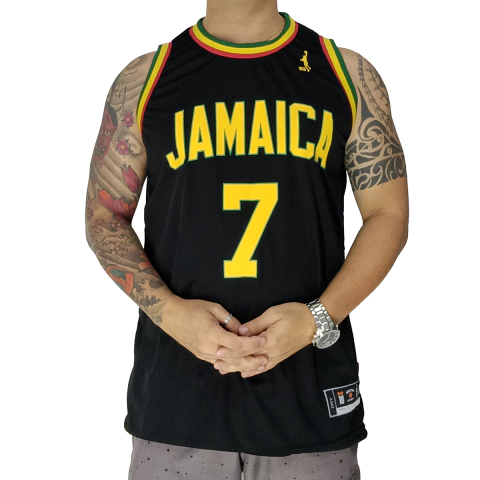 Regata Basquete M10 Plus Size Jamaica Reggae Preto