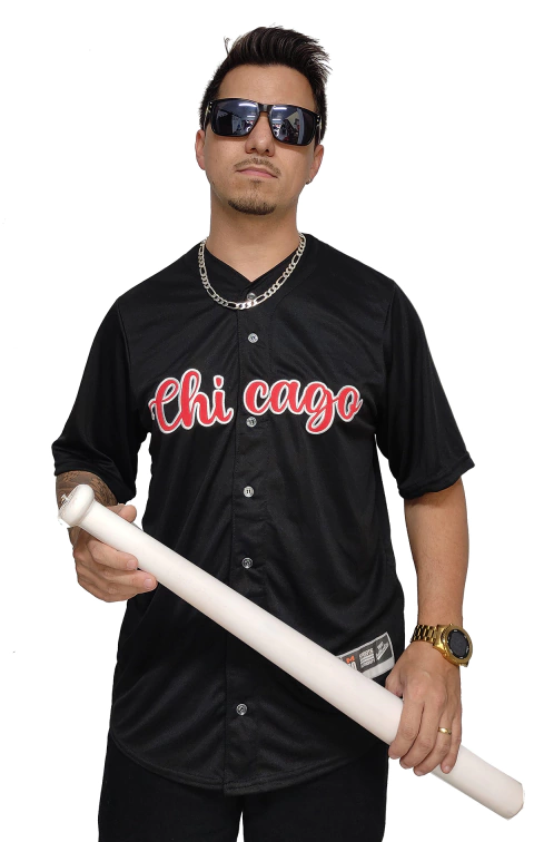 Camisa Baseball M10 Plus Size Chicago Preto