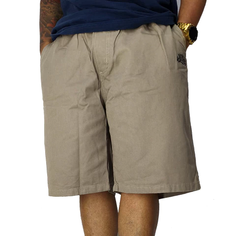 Bermuda Trip Side Sarja Lisa Bordado Gangsta Cáqui Bege B029