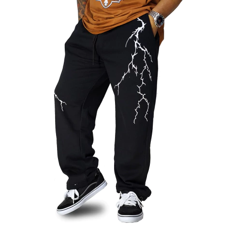 Calça Moletom Trip Side Raio Tribal Preto Baggy CMO-08