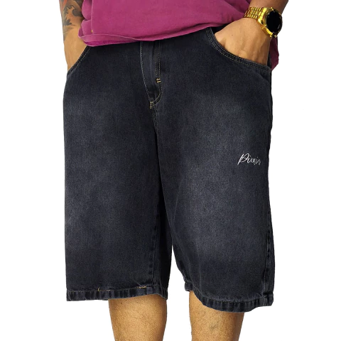 Bermuda Jeans Pixain Hip Hop Culture Preto Estonado PIX-270