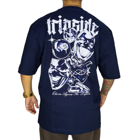 Camiseta Trip Side Overzise Chora Agora Marinho S267