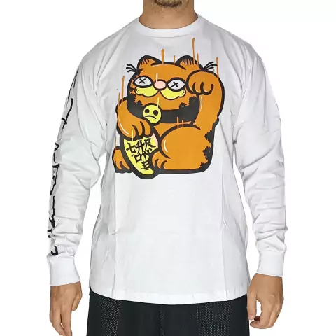 Camiseta Throne Manga Longa Gato Garfield Manekineko