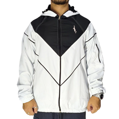 Jaqueta Corta Vento M10 Dupla Face Fire V Branco Preto