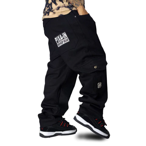 Calça Jeans Cargo Pixain Hip Hop Placa Black PIX-260