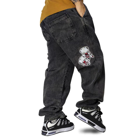 Calça Jeans Trip Side Baggy Estonado Palhaço Preto C061