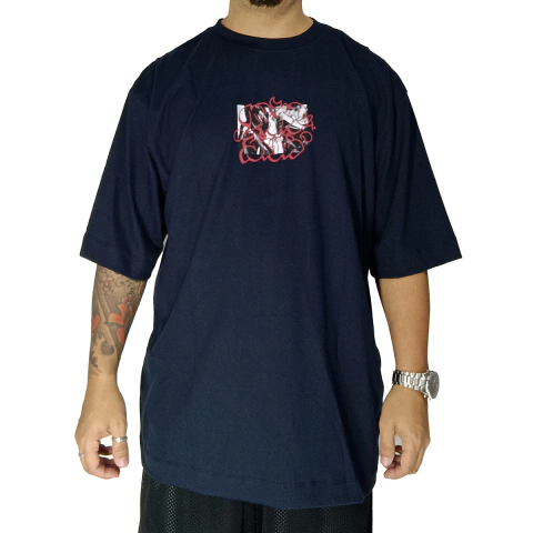 Camiseta Trip Side Oversized Tag Azul S169