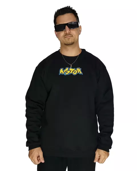 Blusa Moletom Careca Aston Cartoon Preto AST-003