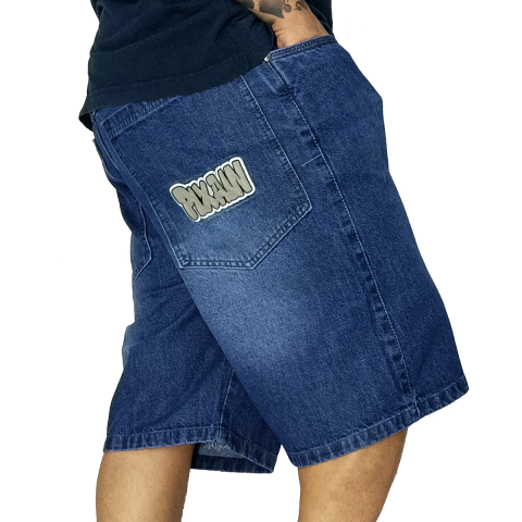 Bermuda Jeans Pixain Hip Hop Graffti Azul Clássico PIX-234