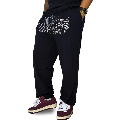 Calça Moletom Chronic Pixo Bordado Black Preto 05V2