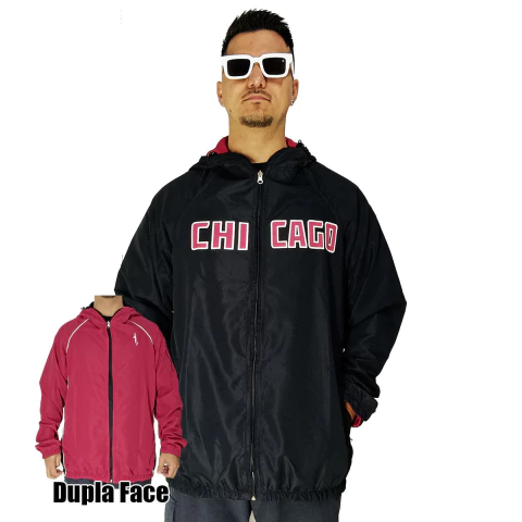 Jaqueta Corta Vento M10 Dupla Face Chicago Vinho