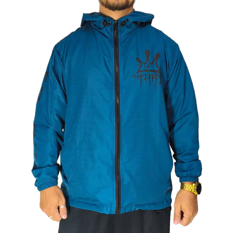 Jaqueta Corta Vento Throne Company Crown Pixo Grafiti Azul