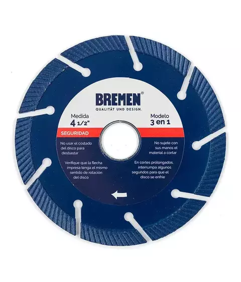 Disco De Corte Diamantado 3 En 1 Ø4-1/2" (115mm) Bremen (6062)