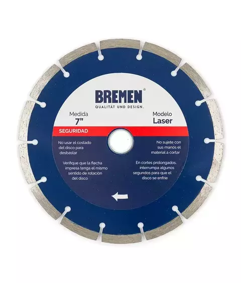 Disco De Corte Diamantado Segmentado (Laser) Ø7" (178mm) Bremen (4529)