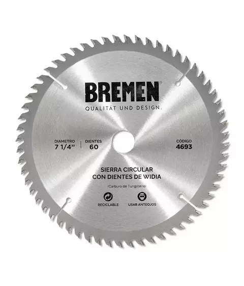Hoja Sierra Circular Ø7-1/4" (184mm) - 60 Dientes - Bremen (4693)