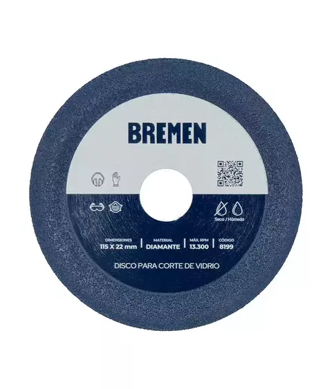 Disco Diamantado - Corte Vidrio - ø115mm Bremen (8199)