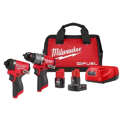 Combo Taladro Percutor 13mm + Atornillador De Impacto Enc 1/4" M12 (12v) Fuel Milwaukee (3497-259A)