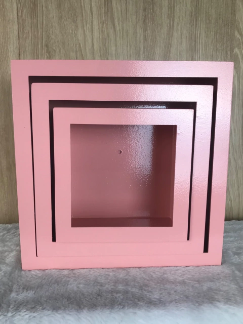 Trio de Nichos Quadrado Rosa Seco