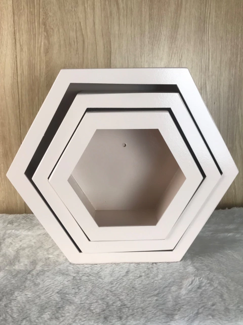 Trio de Nichos Hexagonal Bege