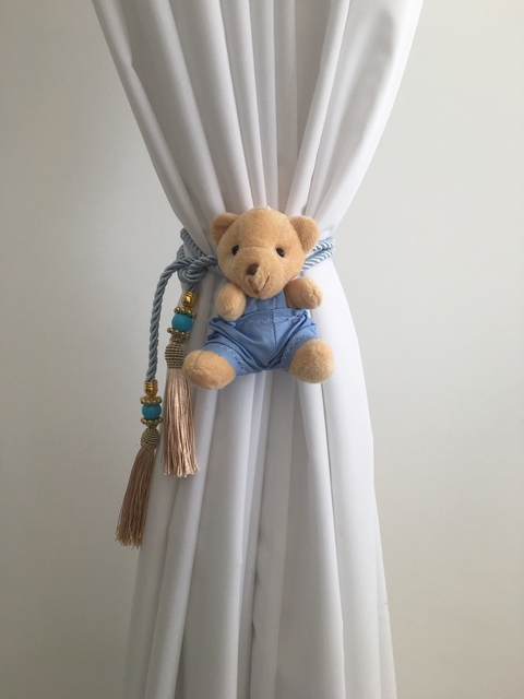 Par de Prendedores de Cortina de Urso Azul Claro