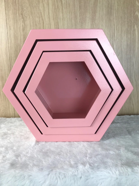 Trio de Nichos Hexagonal Rosa Seco