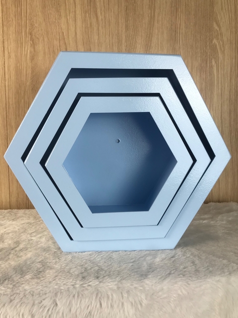 Trio de Nichos Hexagonal Azul Claro