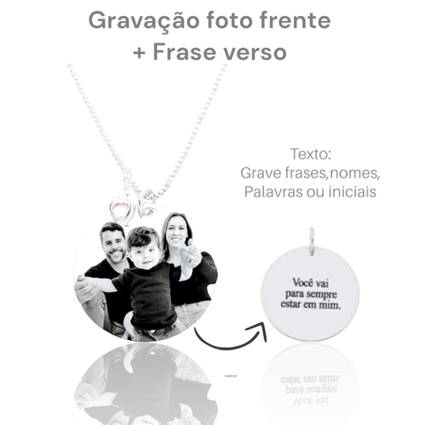 Colar Foto Gravação Realista Prata - FOTO FRENTE + FRASE VERSO - comprar online