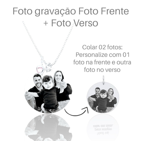Colar Foto gravação Prata - FOTO FRENTE + FOTO VERSO - EXPRESSO