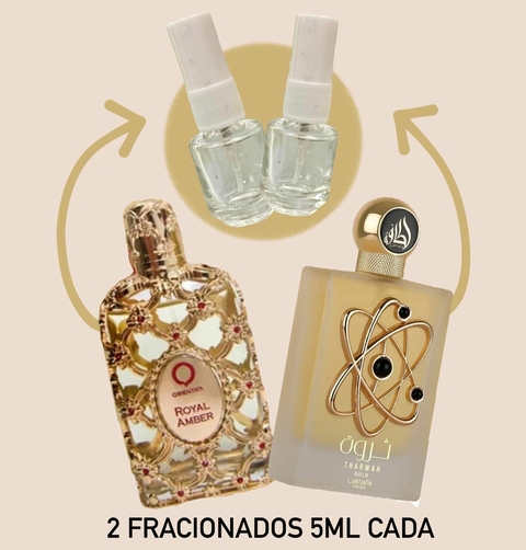 Combo Alta fixação ( Tharwah gold 5ml + Royal Amber 5ml) 2 fracionados de 5ml cada