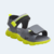 Sandália papete masculina infantil cinza e verde com abertura total, ideal para meninos.