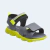 Sandália papete masculina infantil cinza e verde com abertura total, ideal para meninos.