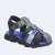 Sandália masculina infantil preta e azul com tiras de ajuste, ideal para meninos.