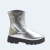Coturo Feminino Texana Cinza Ortofino Metalizado Prata Bordado Legitimo Country Vaqueira Prateada Cowgirl Botina Tratorada Meninas sola baixa crianças Plataforma escamada bico quadrado boiadeira peão rodeio teens Cano Medio Ziper Bota Ortofino Teens Garot