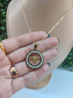 Colal cravejado Espírito Santo Aço Inoxidavel dourado - Maloren Acessórios