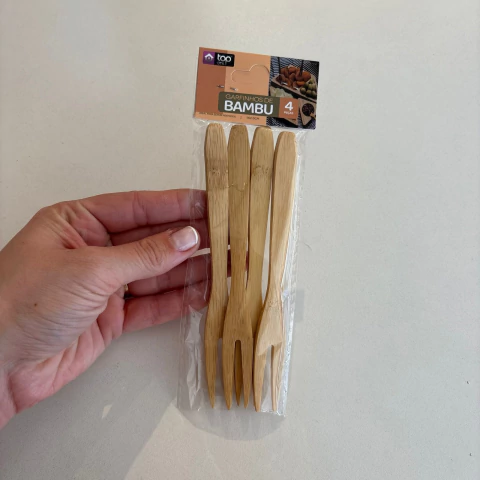 Jogo de Garfo 4 Peças em Bambu 14cm - 4 Peças