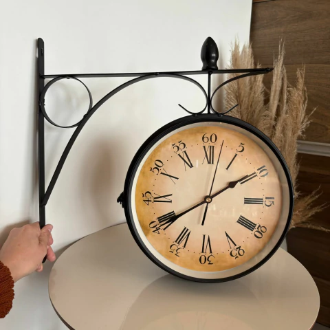 Relógio de Parede Estação com Suporte - 42x9x41cm