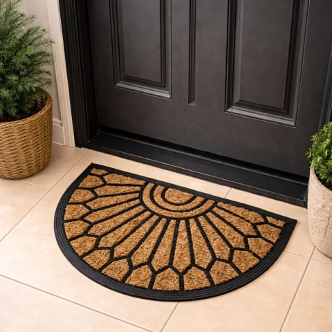 Capacho Meia Lua em fibra de coco emborrachado - 40x60cm