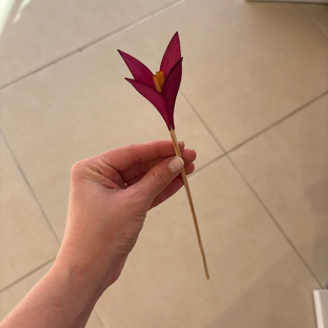 Flor Lirio em madeira para difusor 25x8cm - Rosa