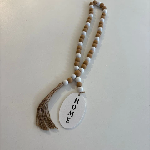 Colar de Mesa decorativo em madeira com placa Home - 44cm