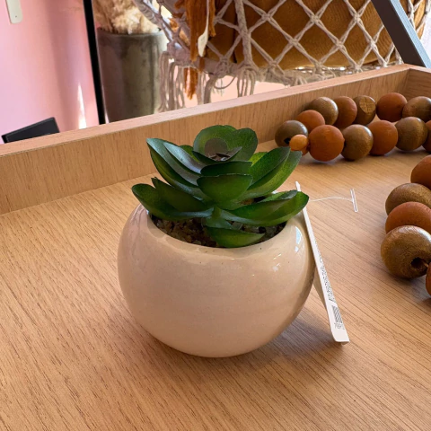 Vaso em cerâmica com planta artificial - 5cm