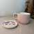 Caneca com tampa pires Gato em Cerâmica Rosa - 390ml - loja online