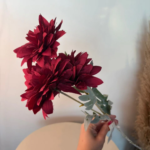 Haste de Dália Vermelha Artificial - 60cm