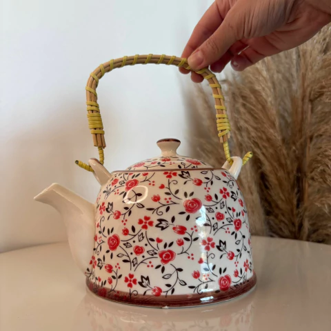 Chaleira decorativa em cerâmica com Infusor de chá - 600ml