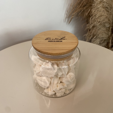 Pote de vidro hermético com tampa de bambu personalizada 550ml