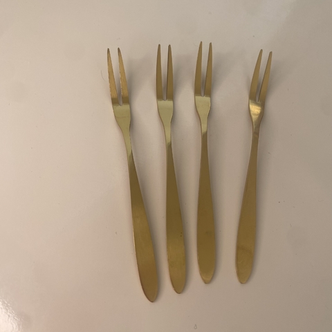 Jogo de garfo de petisco em Aço Inox - Dourado