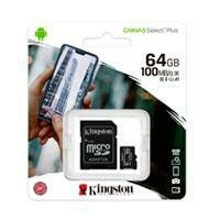 MEMORIA KINGSTON MICRO SD CANVAS SELECT PLUS 64GB UHS-I CLASE 10 C / ADAPTADOR (SDCS2 / 64GB)