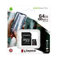 MEMORIA KINGSTON MICRO SD CANVAS SELECT PLUS 64GB UHS-I CLASE 10 C / ADAPTADOR (SDCS2 / 64GB)