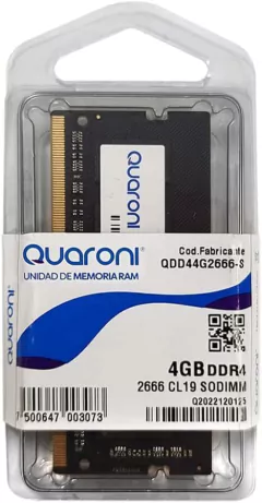 Quaroni Memoria RAM SODIMM DDR4 4GB. Frecuencia 2666MHZ