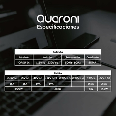 Quaroni Fuente de Poder QPSU-01. Potencia hasta 500W, conexión a MoBo 20+4 Pines, 2 SATA en internet